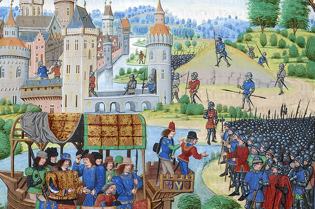 Ilustração de aldeia medieval