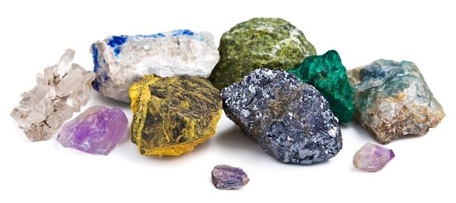 Pedras variadas de minerais