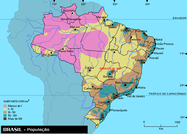 Distribuição da população no Brasil 