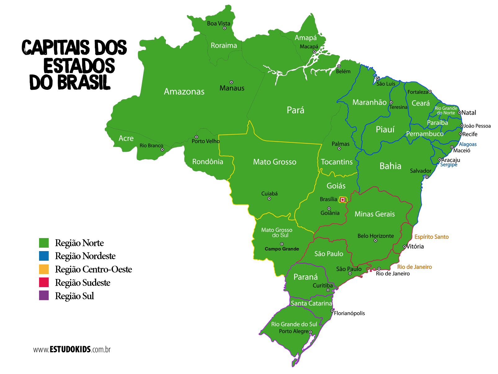 Quais as capitais dos estados do Brasil? - Estudo Kids