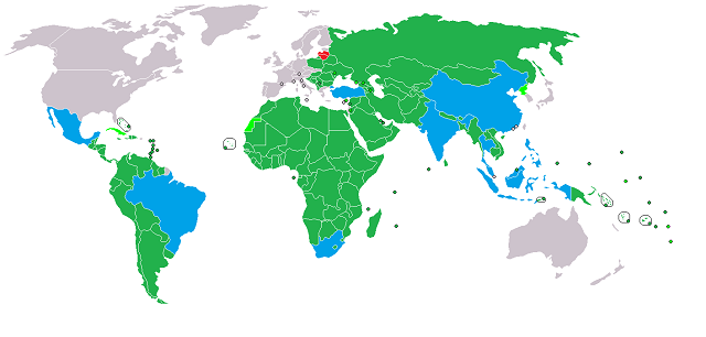 Mapa dos países em desenvolvimento